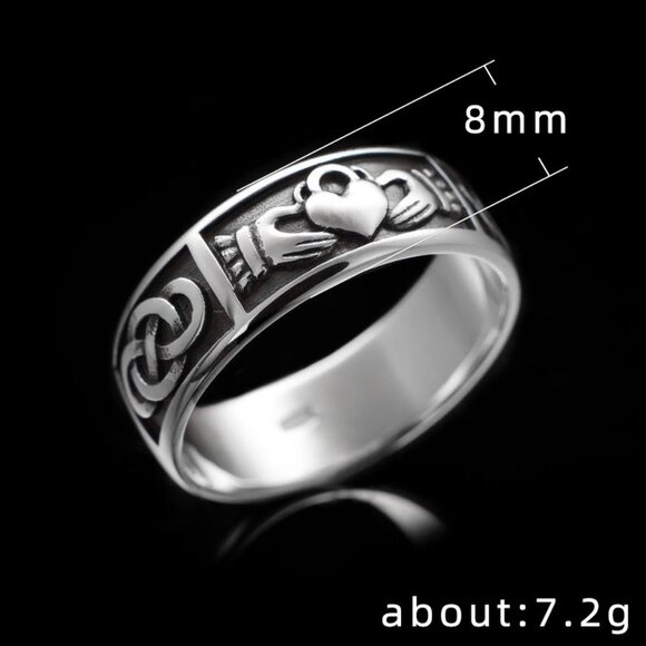 "Trendy Mujer Guard Concentric Knot Carving Heart Rings for Women, PD622 - Picture 7 of 7
